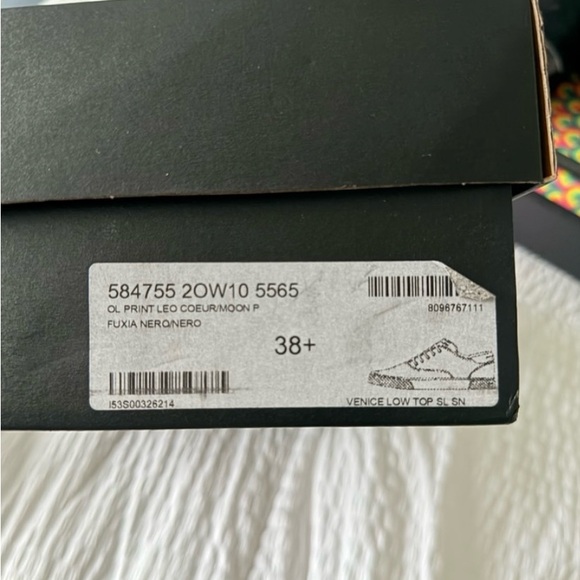 Saint Laurent Canvas Pink Leopard Print Venice Sneakers 38 - YSL - Picture 4 of 8